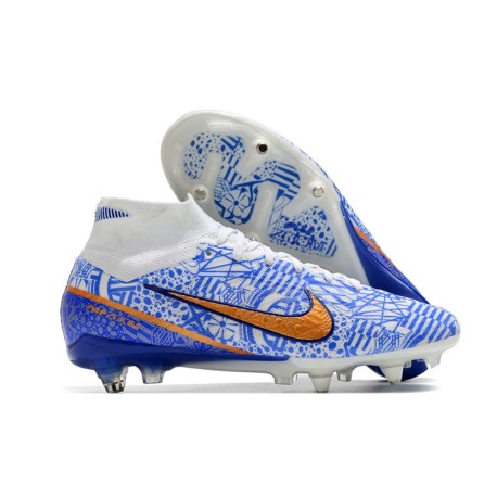 Nike Zoom Mercurial Superfly 9 Elite Sg-Pro Ac Bianco Blu Oro