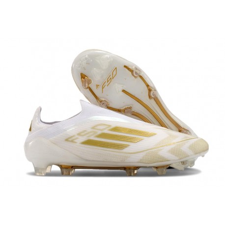 Adidas F50 Ellite Senza Lacci FG Ftwr Bianco Oro Met Ftwr Bianco