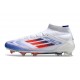 Scarpe Adidas F50 Ellite Mid FG Ftwr Bianco Rosso Solare Blu Lucido